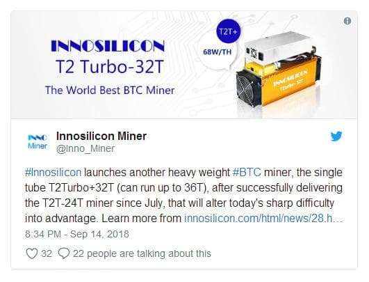 Innosilicon выпустила ASIC T2 Turbo для биткоин-майнинга